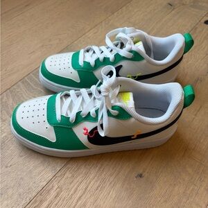 Green and White Nike Sneakers